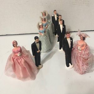 VINTAGE CAKE TOPPER BRIDAL PARTY FIGURES